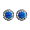Silver Imitation Opal And Crystal Stud Earrings - 7mm - F04048