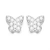 Silver Cubic Zirconia Butterfly Stud Earrings - 8mm - F04051