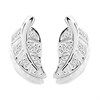 Silver Cubic Zirconia Leaf Stud Earrings - 8mm - F04055