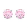 Silver Pink Cubic Zirconia Stud Earrings - 6mm - F04060