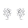 Silver Four Leaf Clover Cubic Zirconia Earrings - 8mm - F04063