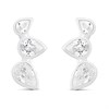 Silver Teardrop Cubic Zirconia Stud Earrings - 12mm - F04064