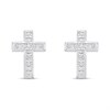 Silver C.Z. Cross Stud Earrings - 9mm - F04069