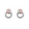 Silver Two Colour Cubic Zirconia Circle Stud Earrings - 7mm - F04108
