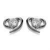 Silver Cubic Zirconia Heart Stud Earrings - 8mm - F04122