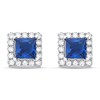Silver Blue Cubic Zirconia Square Cluster Stud Earrings - 6mm - F04126