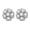 Silver Cubic Zirconia Flower Stud Earrings - 7mm - F0412