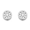 Silver Cubic Zirconia Cluster Stud Earrings - 8mm - F04134