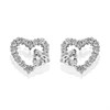 Silver Cubic Zirconia Double Heart Stud Earrings - 10mm - F04147