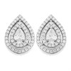 Silver Cubic Zirconia Halo Pear Stud Earrings - 9mm - F04148