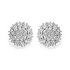 Silver Cubic Zirconia Cluster Stud Earrings - 11mm - F04149