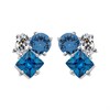 Silver Blue Cubic Zirconia Stud Earrings - F04159
