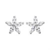 Silver Cubic Zirconia Flower Stud Earrings - 10mm - F04169