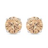 Silver Champagne Cubic Zirconia Stud Earrings - 5mm - F0417