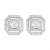 Silver Cubic Zirconia Halo Stud Earrings - 11mm - F04184