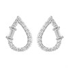 Silver Cubic Zirconia Open Pear Stud Earrings - 14mm - F04185