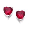 Silver Red Cubic Zirconia Heart Stud Earrings - 6mm - F0419