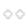 Silver Cubic Zirconia Clover Stud Earrings - F04204