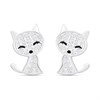 Silver Cat Cubic Zirconia Stud Earrings - F04205