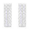 Silver Cubic Zirconia Bar Stud Earrings - 8mm - F04207