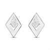 Silver Marquise CZ Rhombus Stud Earrings - F04214