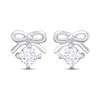 Silver CZ Bow Stud Earrings - F04215