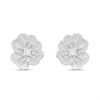 Silver CZ Flower Stud Earrings - F04219