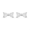 Silver Cubic Zirconia Bow Stud Earrings - F04220