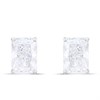 Silver Sparkle Cut CZ Rectangle Stud Earrings- 7mm - F04224