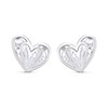 Silver Caged Pear CZ Heart Stud Earrings- 10mm - F04225