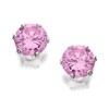 Silver Pink Cubic Zirconia Stud Earrings - 4mm - F0422