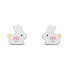 Silver Enamel Rabbit Crystal Stud Earrings- 7mm - F04233