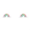 Silver Enamel Crystal Rainbow Stud Earrings- 10mm - F04234