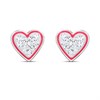 Silver Pink Crystal Heart Stud Earrings- 8mm - F04236