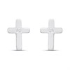 Silver Diamond Cross Stud Earrings- 7mm - F04240
