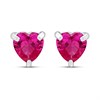 Silver Red Heart CZ Stud Earrings- 5mm - F04253