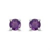 Silver Amethyst Stud Earrings - F04257