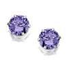 Silver Blue Cubic Zirconia Stud Earrings - 5mm - F0427