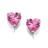 Silver Pink Cubic Zirconia Heart Stud Earrings - 6mm - F0429
