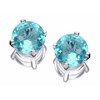 Silver Turquoise Cubic Zirconia Stud Earrings - 6mm - F0432