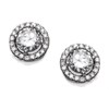 Silver Cubic Zirconia Cluster Stud Earrings - 8mm - F0436