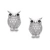 Silver Cubic Zirconia Owl Stud Earrings - 10mm - F0440