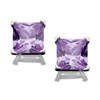 Silver Square Lavender Cubic Zirconia Stud Earrings - 6mm - F0441
