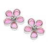 Silver Pink Resin Crystal Flower Stud Earrings - 8mm - F0445