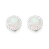 Silver Imitation Opal And Cubic Zirconia Cluster Stud Earrings - 10mm - F0468