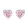 Silver Pink Heart Cubic Zirconia Stud Earrings - 5mm - F0480