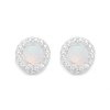 Silver Cubic Zirconia And Imitation Opal Stud Earrings - 8mm - F0497