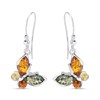 Silver Mixed Amber Butterfly Hook Wire Drop Earrings - F0717