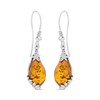 Silver Amber Floral Detail Hook Wire Drop Earrings - F0719