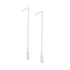 Silver Simulated Pearl Pull Through Earrings - F08014